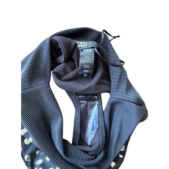 Beach Riot High Rise Cheeky Emmy Ribbed Bikini Bottoms in Black Gold Spot XS - Picture 6 of 8